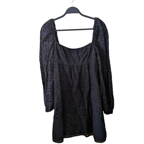Wilfred Aritzia Black Eyelet Babydoll Dress Size 4 - Picture 1 of 6
